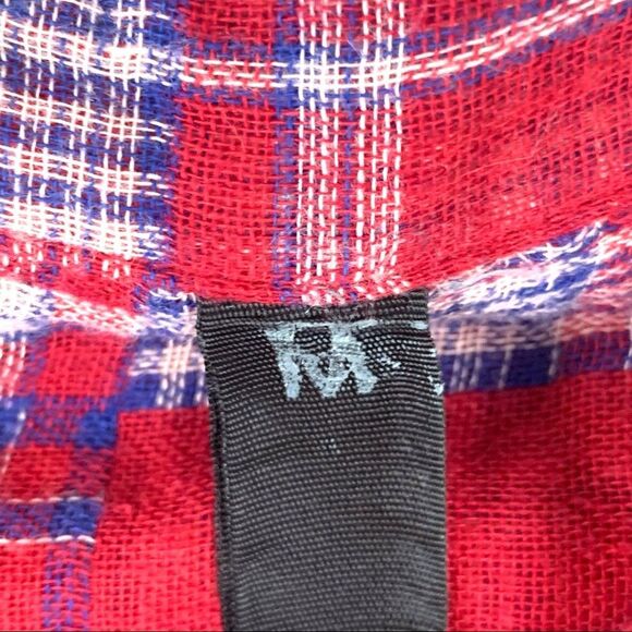 7 For All Mankind Red Flannel Color-block Shirt Size Medium - Picture 3 of 9